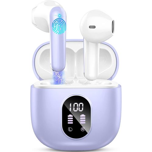 Ecouteurs Bluetooth Sans Fil, couteurs Bluetooth 5.3 Avec Hifi Stro Basses Casque, 50H Rcration, 4 Enc Rduction De Bruit Mic, Oreillette Bluetooth Ip7 tanche, cran Led,[FIL6160953]