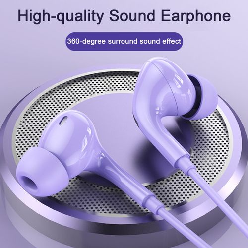 couteurs filaires avec micro, qualit sonore amliore, rduction du bruit, son Surround  360 degrs, couteurs confortables et durables-Violet