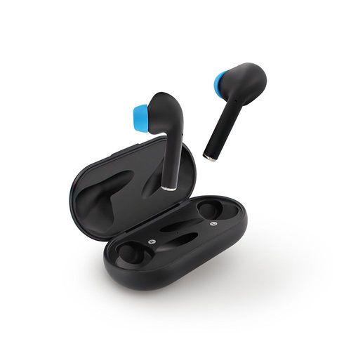 Ecouteurs intra auriculaire avec micro Bluetooth TWS - noir et bleu