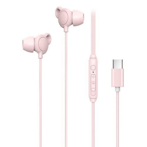 couteurs intra-auriculaires filaires, suppression du bruit, Super confortables, Volume du micro rglable, 3.5mm/type-c, son HiFi-Type-C Rose
