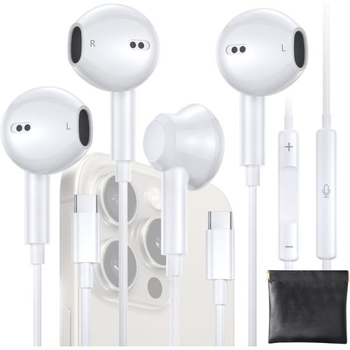 couteurs Iphone Avec Cble Usb C, Certifi Mfi, Casque Filaire De Type C Avec Microphone Et Contrle Du Volume, couteurs Intra-Auriculaires Stro Hifi Pour Iphone 16E/15 Pro Max[CAS6215024]