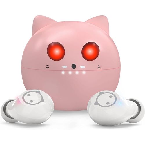 couteurs Rose Sans Fil couteurs Bluetooth In-Ear 36H Playtime Cartoon couteurs tanches Avec Microphone, Mode Simple/Jumeau, Contrle Tactile, Convient Pour Les Filles Femmes En[BLU623276]