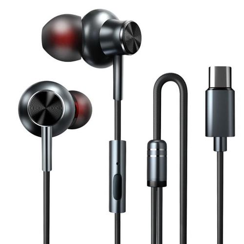 couteurs USB Type-C In-Ear Stereo Bass Rduction du bruit gris