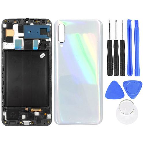 cran D'cran Lcd Capacitive High Sensibilit Tlphone Amoled Lcd cran Tactile Digitizer Avec Couvercle Arrire Pour Samsung Galaxy A50 -A505fn / Ds A505-Blanc Avec Cadre