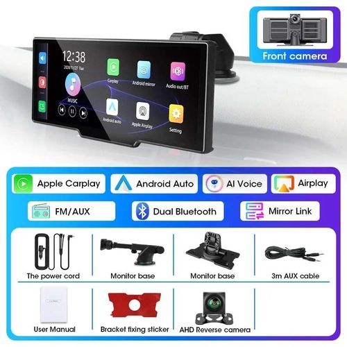 cran intelligent portable universel,Carplay sans fil,Android Auto,DVR de voiture,navigation,camra de recul,WiFi,GPS,enregistreur vido,10.26
