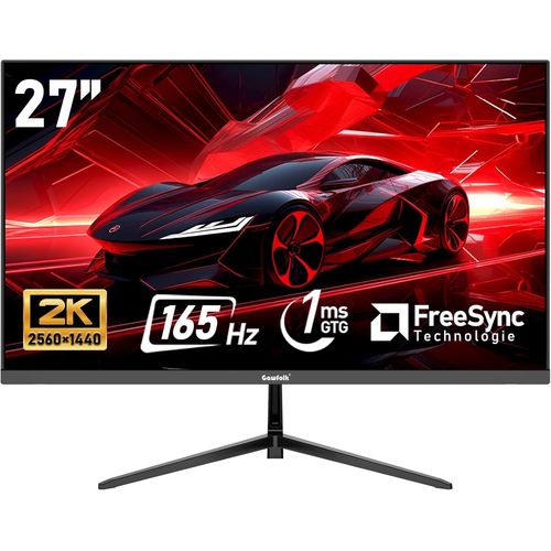 cran PC 27 Pouces,2K WQHD (25601440P),165Hz Moniteur Gaming,1ms Bezel-Less,98% sRGB,178 Grand Angle,HDMI,DisplayPort,Compatible avec Les Fixations murales VESA100*100MM-Noir