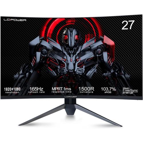 Ecran PC Gamer Incurv 27 Pouces,FHD 1920x1080,165Hz,1ms,1500R,VA Panel,AMD FreeSync,NVIDIA G-Sync kompatibel,Idal pour FPS & RPG. Confort Visuel avec Low Blue & Flicker-Free-Noir