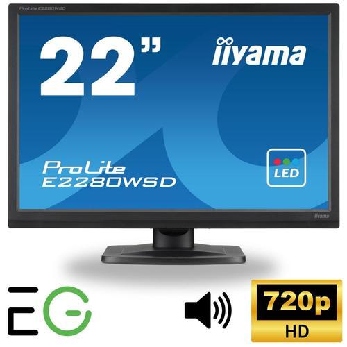 Ecran PC Moniteur - IIYAMA ProLite E2280WSG 22'' HD+ (1680x1050) Rtroclairage LED, Haut Parleur, 60Hz, 5ms, DVI, VGA