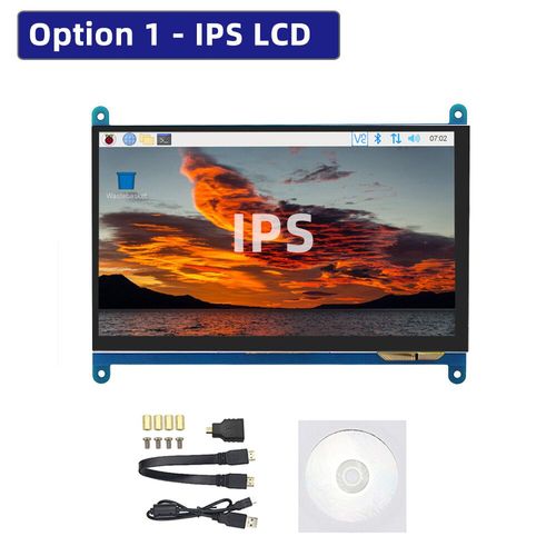 cran tactile LCD compatible HDMI,support acrylique en option pour Raspberry Pi,Orange Pi PC,cran secondaire,7 pouces,1024x600 - Type LCD