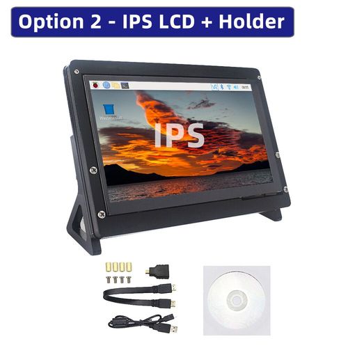 cran tactile LCD compatible HDMI,support acrylique en option pour Raspberry Pi,Orange Pi PC,cran secondaire,7 pouces,1024x600 - Type LCD with Case