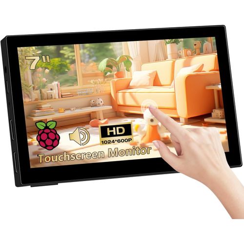 cran Tactile Moniteur Portable 7 Pouces Petit Moniteur Portable Mini Moniteur HD 1024 x 600P cran IPS,Petit cran pour Ordinateur Portable PS4/5 Ras Pi