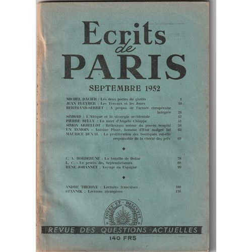 crits De Paris. Septembre 1952.