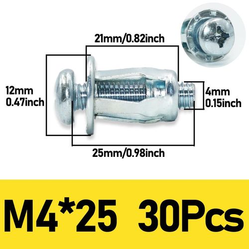 crou  Vis En Forme De Ptale,Rivet,2,2 En Mtal,Rivet App Figur,M5,M6,Planificateur De Panneau,Plaque De Tle De Fer,Pince,Prise De Verrouillage,6,000 Kg,50 Pices - Type 30pcs M4x25