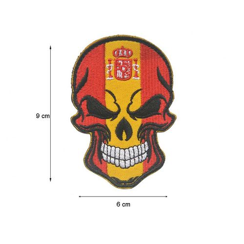 cusson De Broderie En Pvc Ir De La Srie Espagnole,Insigne D'emblme,Flog Skull,Military Dulhook And Loop,Bourgogne,Spain Nation,Esp - Type 42embroidered