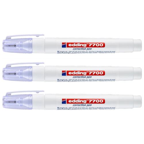 Edding Lot De 3 Stylos Correcteur 7700 Banc Pointe Mtal 1-2 Mm