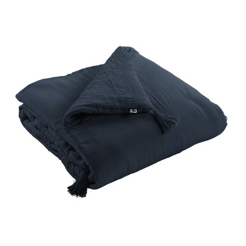 Edredon Gaze De Coton Bleu Marine