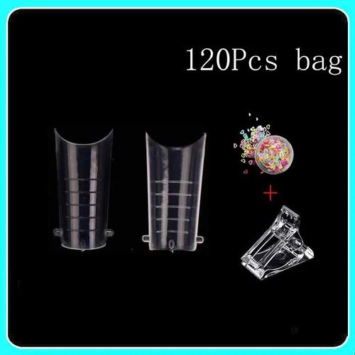 Effacer Double Formes Systme D'ongles Couverture Complte Construction Rapide Gel Moule Conseils Extension D'ongle Bricolage Ongles Accessoires Manucure Outils - Type 120pcs Bag I Clips