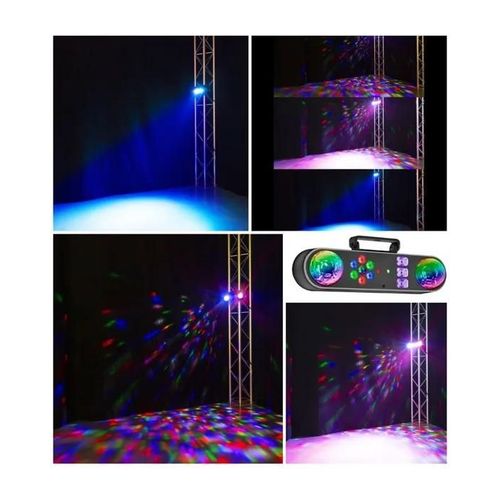 Effet jeux de lumire 5-en-1 DMX combine 7 Leds Grande puissance RGB + 3 Leds UV + 2 LEDBALL RGB + Laser rouge et vert