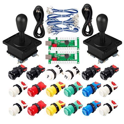 Eg Starts Classic Arcade Game Diy Part For Mame Usb Cabinet 2x Zero Delay Usb Encoder To Pc Games + 2x 8 Way Joystick + 18x Arcade Push Button (Including 1p 2p Start Buttons) Multiple Colour Kits