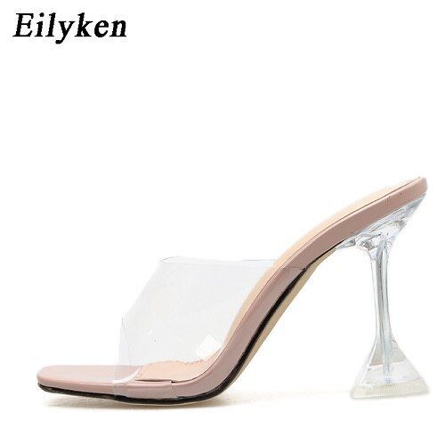 Eilyken -Pantoufles En Pvc Vert, Bout Ouvert, Talons Hauts, Sandales Transparentes, Escarpins - 37