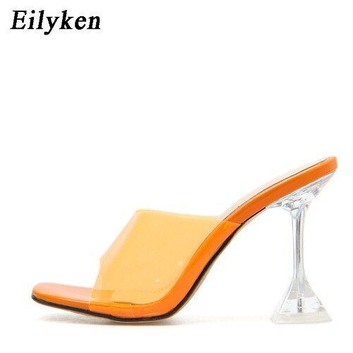 Eilyken -Pantoufles En Pvc Vert, Bout Ouvert, Talons Hauts, Sandales Transparentes, Escarpins - 37