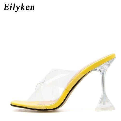 Eilyken -Pantoufles En Pvc Vert, Bout Ouvert, Talons Hauts, Sandales Transparentes, Escarpins - 37