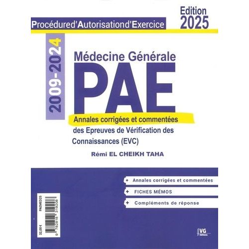Pae Mdecine Gnrale 2009-2024 - Annales Corriges Des preuves De Vrification Des Connaissances (Evc)    Format Grand Format 