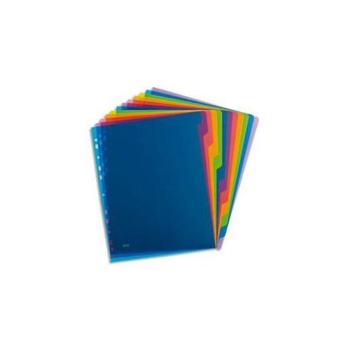 Elba Intercalaire School Life 12 Touches Polypropylne Translucide A4, Coloris Assortis