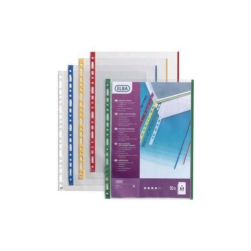 Elba Pochettes Perfores A4 Avec Bande Colore, Pp, 0,09 Mm