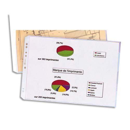Elba - Sachet De 10 Pochettes Format A3  Ouverture En Coin En Polypropylne 9/100e - Perforation 9 Trous