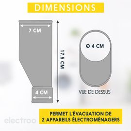 Electroo Entonnoir Double Evacuation Machine a Laver Raccord PVC O40mm Siphon Evier Double