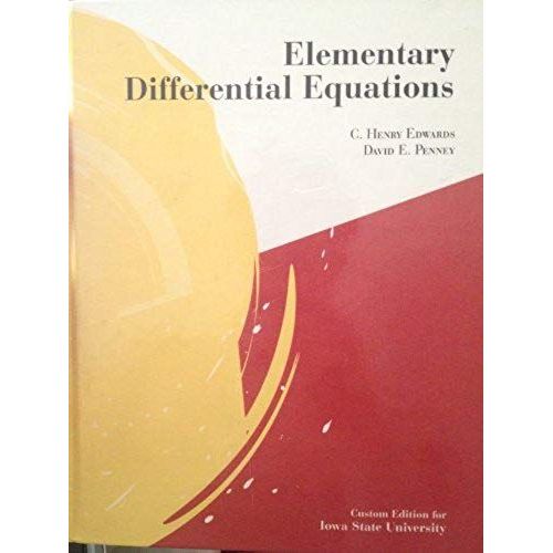 Elementary Differential Equations (Custom Edition For Iowa State University)   de unknown  Format Broch 