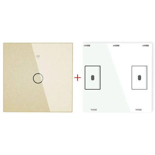 metteur-rcepteur mural sans fil RF433 MHz,panneau en verre,tlcommande,fonctionne avec le WiFi,contrle intelligent,interrupteur collant - Type 1 Gang Gold