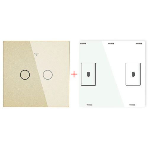 metteur-rcepteur mural sans fil RF433 MHz,panneau en verre,tlcommande,fonctionne avec le WiFi,contrle intelligent,interrupteur collant - Type 2 Gang Gold
