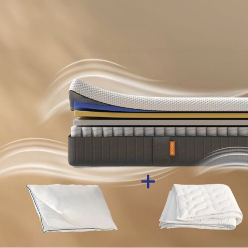 Emma | Pack Matelas Hybride Ii Plus 80x200 + Oreiller Nuage + Couette Lgre | Mmoire De Forme + Ressorts | Housse Plus Respirante