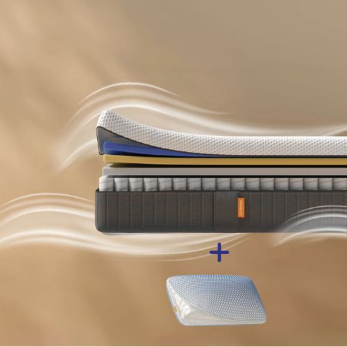 Emma | Pack Matelas Hybride Ii Plus 90x200 + Oreiller Nuage Elite 70x40 | Mmoire De Forme + Ressorts | Housse Plus Respirante