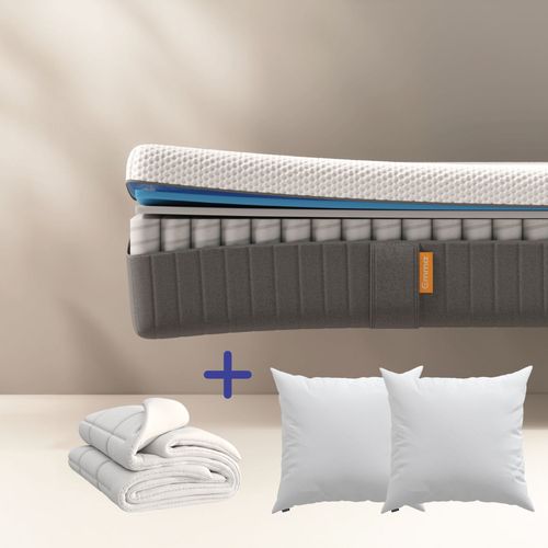Emma | Pack Matelas Original Ii 180x200 + Couette + Oreillers Nuage Essentiel | Ressorts + Mousse  Mmoire De Forme | 5 Couches