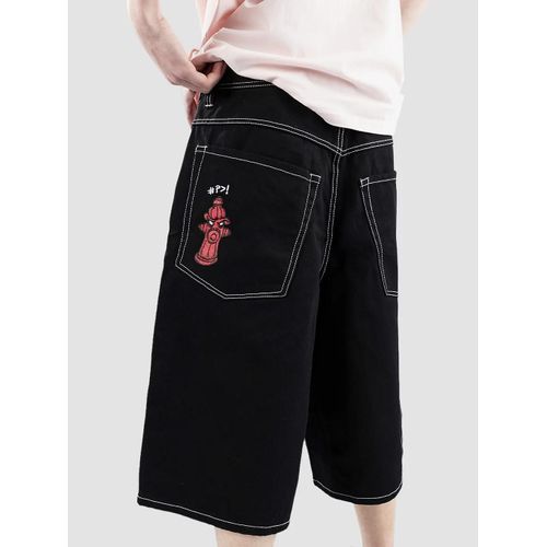 Empyre Ultra Loose Sk8 Denim W Embroidery Short Noir