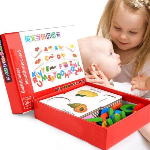 En Bois ducation Prcoce Bb Apprentissage Abc Alphabet Lettres Cartes Cognitives Jouets ducatifs Pour Enfants Fruits Lgumes Puzzle #40