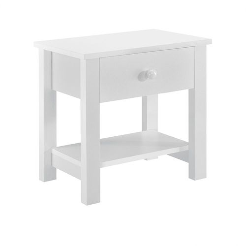 En.Casa Table De Chevet Table De Nuit Mdf 40 X 29,7 X 41,5cm Avec 1 Tiroir Et 2 Surfaces De Stockage Blan
