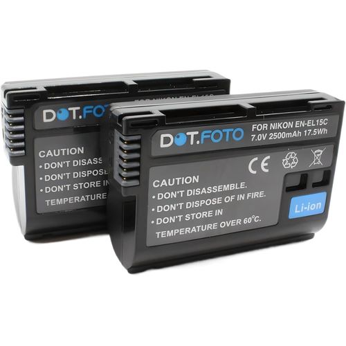 EN-EL15, EN-EL15b, EN-EL15c Premium Grande Capacit 7.0v / 2500mAh Batterie Rechargeable pour Nikon D610, D750, D810, D800, D850, D880, D7100, D7200, D7000, D7500, Z6 II/III, Z7, Z8, Zf