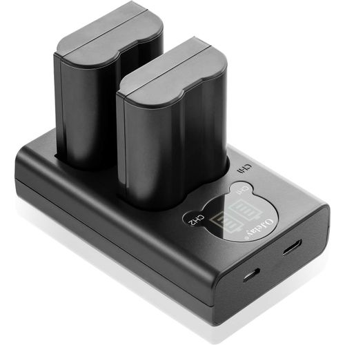 EN-EL15 Lot de 2 batteries de rechange 2000 mAh pour appareil photo Nikon EN-EL15 et chargeur LCD Smart Dual pour Nikon EN-EL15, Z6, Z7, D7100, D750, D7000, D7200, D7500, D810, D610, D800, D850