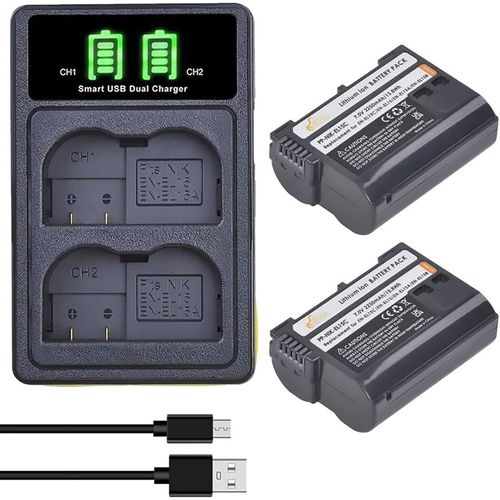 EN-EL15C EN-EL15 Batterie et Double Chargeur LED pour Nikon Z5 Z6 Z7 Z6II Z7II D780 D850 D7500 D500 D600 D610 D750 D800 D810 D7100 D7200 Camra