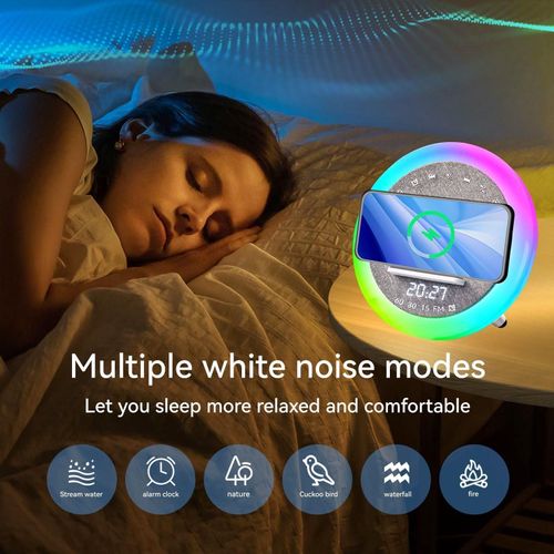 Enceinte Bluetooth Avec Chargeur Sans Fil 15W Lumire LED Et Radio FM YONIS