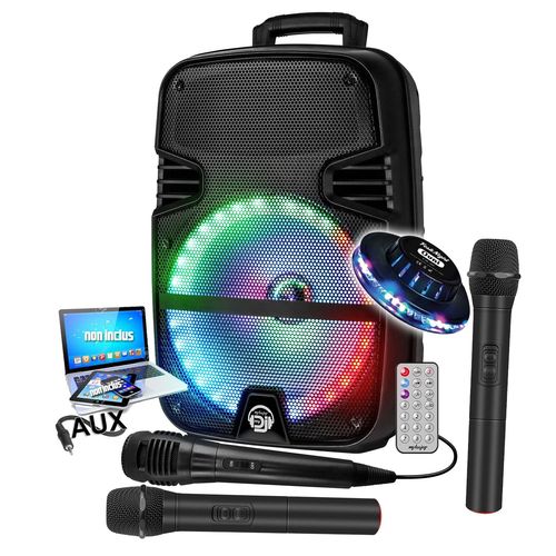 Enceinte DJ sono Karaok MYDJ MDJ-12 Ring  LEDs RVB 600W 12