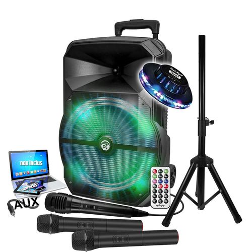 Enceinte DJ sono Karaok MYDJ MDJ-12 RVB  LEDs, 600W 12