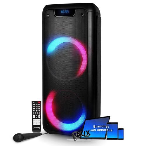 Enceinte Sonorisation DJ Autonome DJOON sur Batterie 300 Watts, USB SD Bluetooth, Branchement PC Smartphone, 2 Boomers  LED RVB