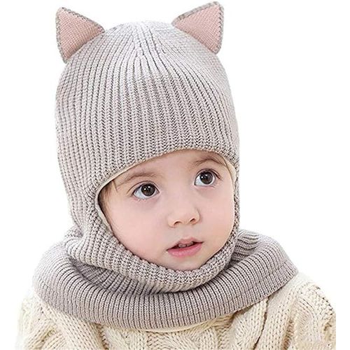 Enfants Bonnet Echarpe Cape Hiver Chapeau Chaud Bb En Tricot Toddler Cagoule Balaclava Cache-Cou Masque Tour De Cou Coupe-Vent En Tissu Filles Garons Bbs