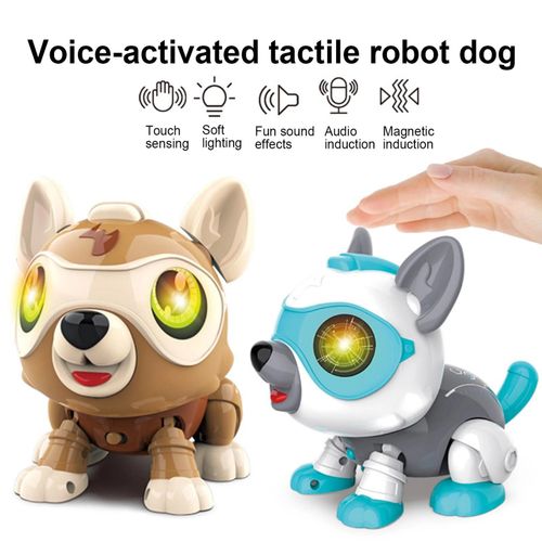 Enfants Commande Vocale Dtection Tactile Robot lectronique Chien Intelligent Toy_Blue