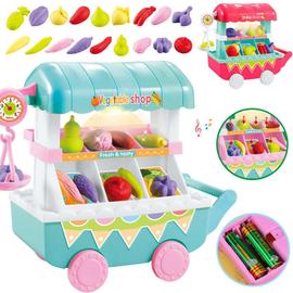 Enfants Nourriture Camion Jouets Mini Bebe Fille Semblant Nourriture Fruits Et Legumes Bonbons Collations Chariot Avec Lumieres Et Ensembles De Jouets Musicaux Rakuten